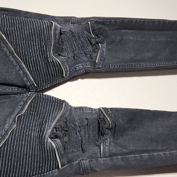 Pacsun Jeans Mens Size 32 Denim Distressed Distroyed Holes Ripped Black Skinny - Picture 2 of 16